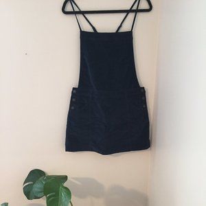 Free People Blue Velvet Pinafore Mini Dress